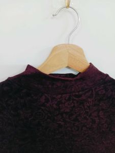 Burgundy Mock Neck T-Shirt