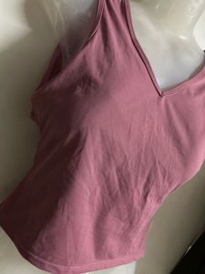 V-Neck Sleeveless Pink Crop Top