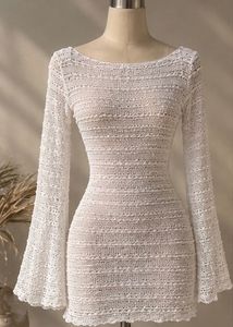 White Crochet Mini Dress
