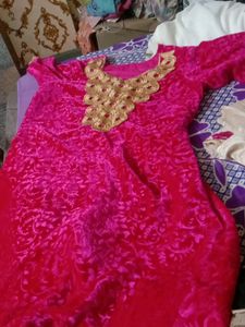 A Line Velvet Kurti With Less Work