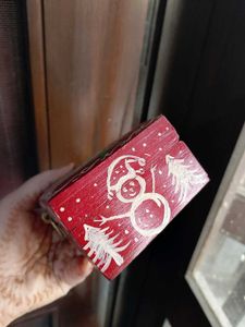 Vintage Hand-Painted Christmas Keepsake Wooden Box