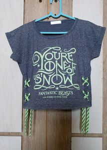 Women Crop Top & Over Sized T Shirt