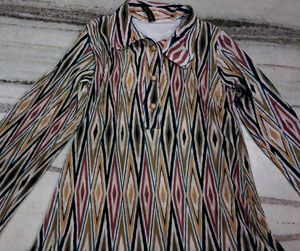 OFF - Boho Diamond Print Shirt Dress