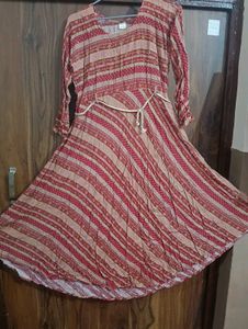 Anarkali kurti in maroon and golden colour