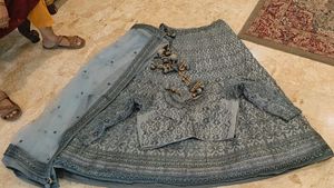 Elegant Grey Embroidered Lehenga Choli