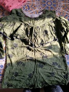 Green Floral Off-Shoulder Top