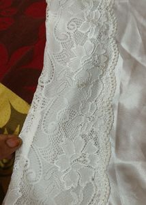 New With Tag White Satin And Net Nighty