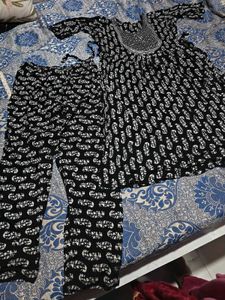 Black Printed Kurta Set