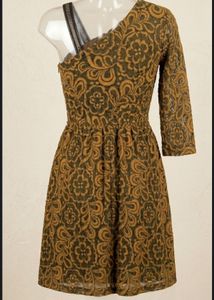 Elegant One-Shoulder Brocade Dress