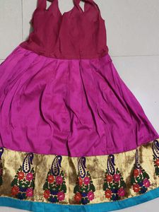 Magenta &amp; Gold Embroidered Dress