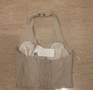 Zara Linen Blend Halter Neck Top