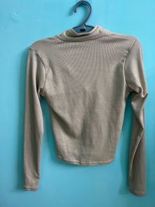 Tan Long Sleeve Polo Top