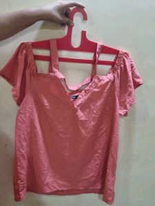 Chic Coral Cold Shoulder Top