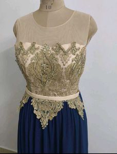 Diwali 🎇 🪔 Sale !!Elegant Navy &amp; Gold  Dress