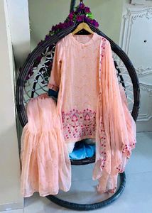 Peach Embroidered Salwar Kameez Set