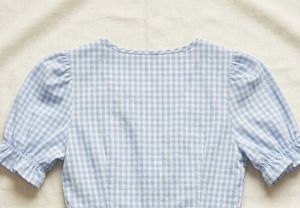Pastel Blue Gingham Bow Crop Top
