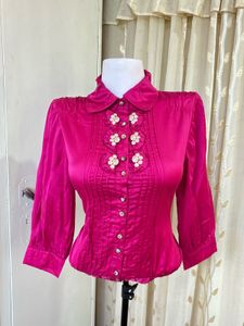 Vibrant Pink Embellished Blouse
