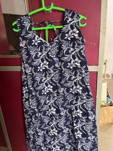 Navy Floral Sleeveless Dress