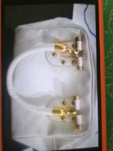 Chic Cream Patent Leather Handbag