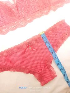 Peach Lace Bra and Panty Set