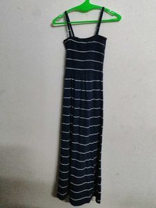 Navy &amp; White Striped Maxi Dress