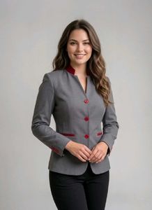 Chic Gray Blazer with Red Accents