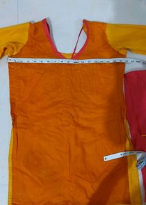 Yellow Kurta Set with Red Dupatta