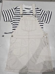 Kids Off-White Denim Overalls & Striped shirt