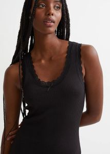 H&amp;M Black  Lace Trim Sleeveless short bodyco