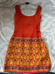 Retro Orange &amp; Yellow Paisley Print Mini Dress