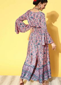SALE - Boho Floral Print Crop Top &amp; Palazzo Set
