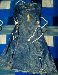 Stylish Blue Denim A-Line Dress