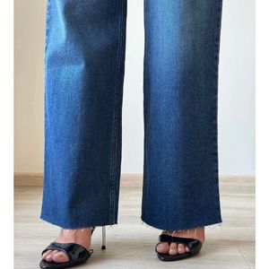 Blue Wide Leg Denim Jeans