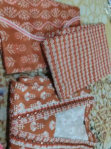 Elegant Orange Printed Kurta set new without tag