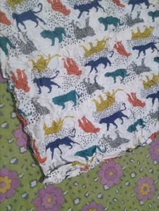 Cute Animal Print Smocked Crop Top