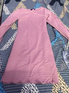 Chic Rose Pink Ribbed Mini Dress