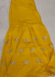 Yellow Kurta Set with garara &amp; Pink Dupatta