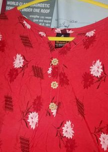 Red Floral Kurta Set