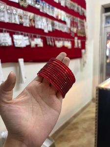 Deep Crimsons/Rich Red Textured Bangles