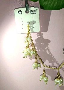 Handmade Pearl Chainnetic earrings with chain