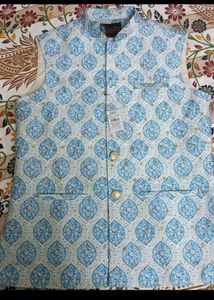 Men's Nehru Jacket - Blue Print