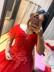 Stunning Red Embroidered Gown
