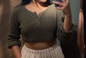 SAVANA Cozy Ribbed Henley Top