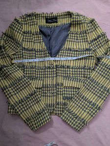 Houndstooth Fringed Jacket