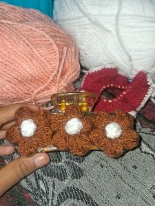 Crocheted Flower Hair Clip