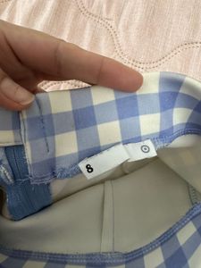 Blue Gingham Pencil Skirt