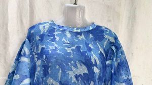 Blue Floral Print Midi Dress
