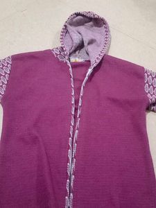 Purple Knit Hooded Cardigan