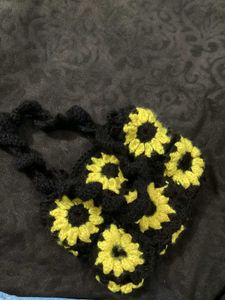 Handmade Crochet Sunflower Clutch