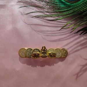 Gold-Plated Lakshmi Elephant Hair Clip